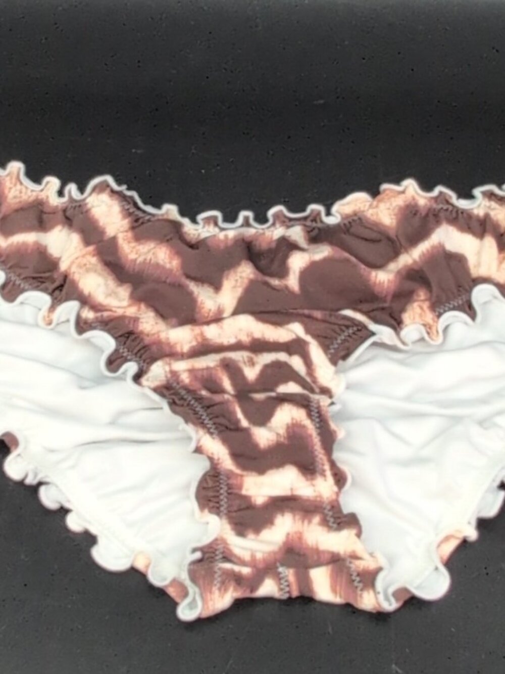 Victoria’s Secret Swim Ruched Cheeky Bikini Bottom Wavy Zebra Brown M NWT